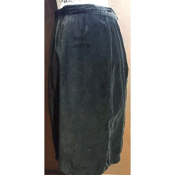 Vintage Merona A Line Velvet Velour Skirt Midi 10 Medium Black Whimsygoth slit - Picture 1 of 6